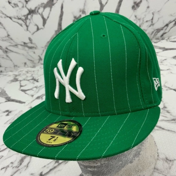 Men's New Era Cap MLB NY Yankees Kelly Green | White Pinstripes 59FIFTY NWT - Picture 4 of 5